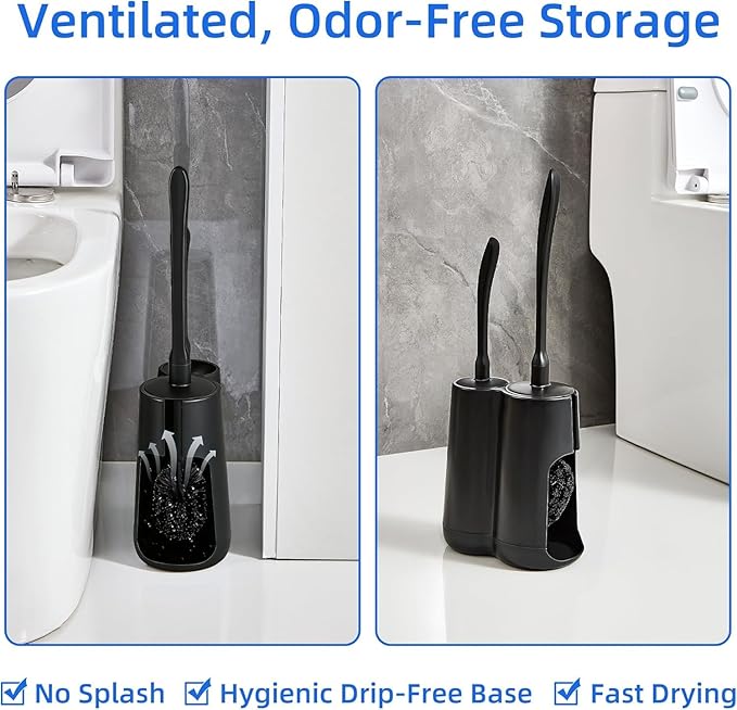 Toilet Brush with Pumice Stone Set & 2 Pack Pumice Stone Brush(Black)