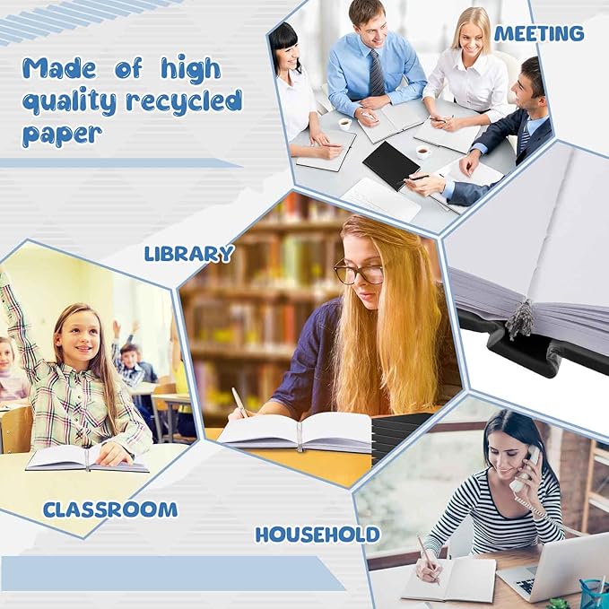 Henoyso 8 Pcs A5 Blank Notebooks Journals Bulk 100 Sheets/200 Pages Unlined Craft Notebooks Kraft Sketchbooks Hardcover for Writing Drawing for Gifts Students School Office, 8.3 x 5.7 in (Black)