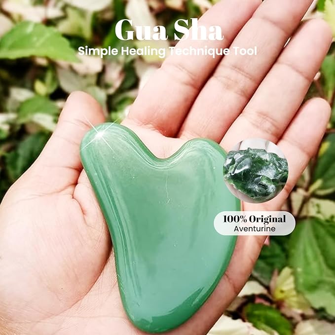 ROSELYNBOUTIQUE Gua Sha Facial Tools & Face Roller Original Face Massager for Puffiness Wrinkless Skin Care Routine - Self Care Gift for Men Women (Aventurine)