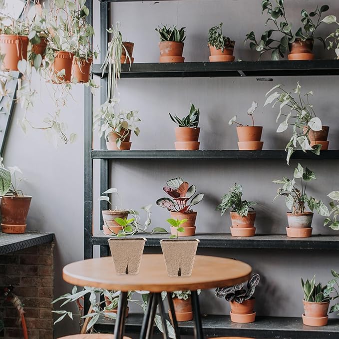 40pcs Biodegradable Pulp Planting Flower Pots Germination Starter Cups with Labels for Seedling Growth Breathable Containers for Garden Nursery