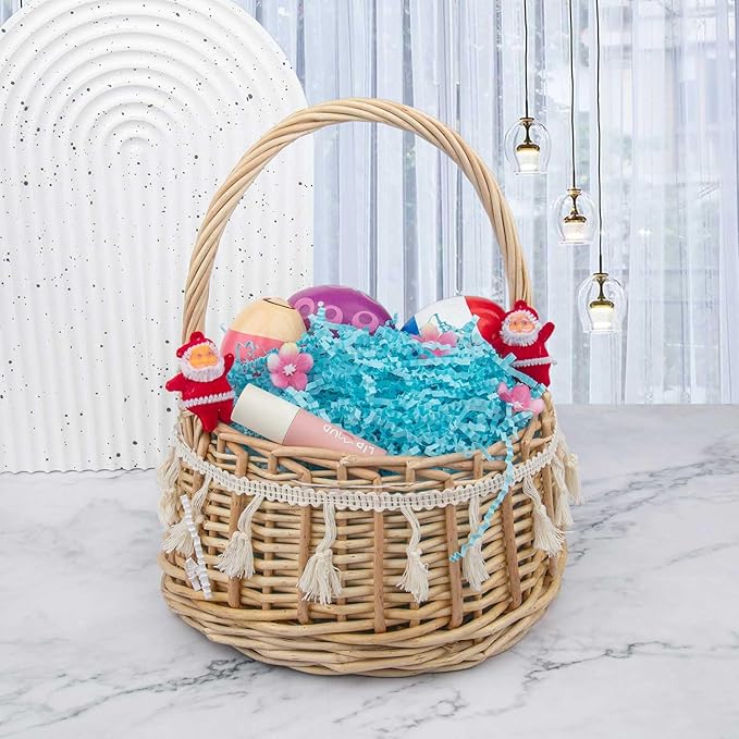 8.5oz Crinkle Paper Filler, Gift Baskets Gift Boxes Crafts Shredded Cut Paper Packaging Decorative Stuffing & Cushioning Confetti for Easter Birthday Wedding Party Favor Blue