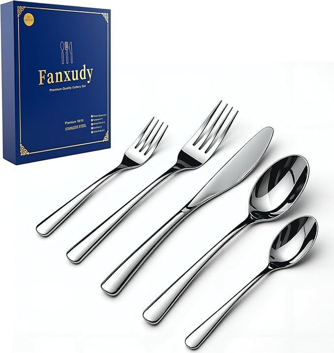 20-Piece Silverware Set,Flatware Set for 4, Food-Grade Premium 18/10 Stainless Steel Cutlery Set,Mirror Polished Tableware, Kitchen Eating Utensils Include Forks Spoons Knives, Dishwasher Safe