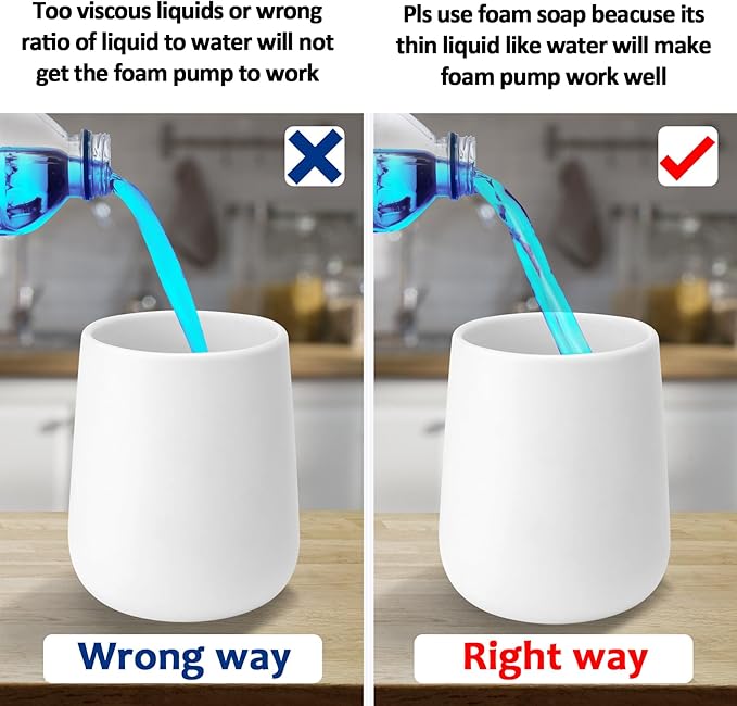 Soap Foaming Dispenser Ceramic with Easy-to-Press Pump Hand Foam Dispenser for Shampoo Bathroom Kitchen 12 oz