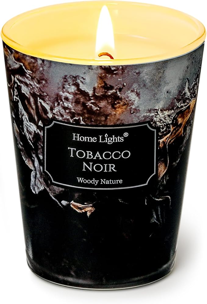 HomeLights Scented Candles for Women & Men, 6.7oz Candle Jars Aromatherapy Single Wick Candle, Ideal for Industrial Chic Home Decor and Gifts, Tobacco Noir