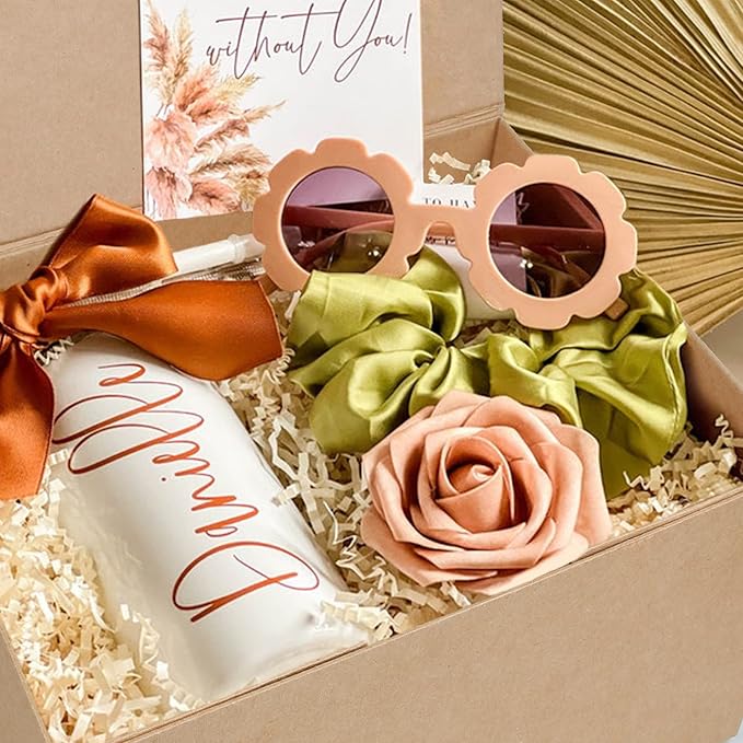 Aimyoo Brown Collapsible Gift Box with Magnetic Closure Lids 10.5x7x3 in, Bridesmaid Groomsman Proposal Boxes, Rectangle Storage Box 3 Pack