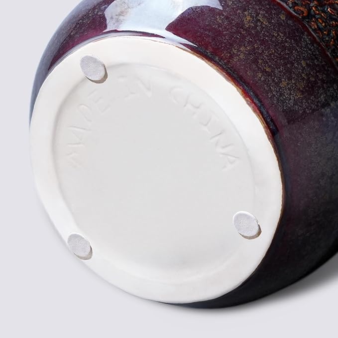 Brown Ceramic Vase for Home Decor - 9 inch Farmhouse Pottery Vase for Pampas Grass, Decorative Vases for Flowers, Farmhouse Decor, Kitchen, Mantle, Fall Decoration