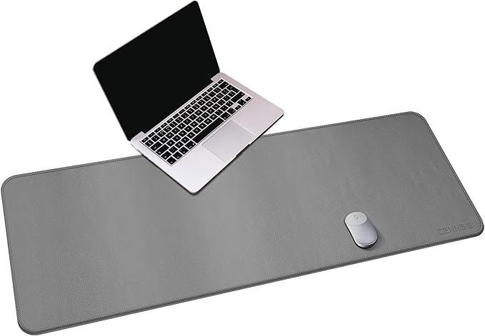 CENNBIE Leather Desk Mat, 55''x19.6'' Extra Large Desk Pad Blotter Protector, Extended Non-Slip Mouse Pad, Waterproof PU Leather Desk Mat on top of desks Large for Office and Home (Grey)