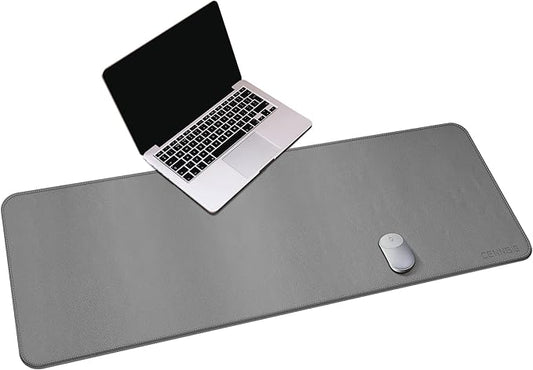CENNBIE Leather Desk Mat, 55''x19.6'' Extra Large Desk Pad Blotter Protector, Extended Non-Slip Mouse Pad, Waterproof PU Leather Desk Mat on top of desks Large for Office and Home (Grey)