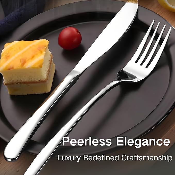 20-Piece Silverware Set,Flatware Set for 4, Food-Grade Premium 18/10 Stainless Steel Cutlery Set,Mirror Polished Tableware, Kitchen Eating Utensils Include Forks Spoons Knives, Dishwasher Safe