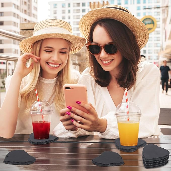 30 Pack 4 Inch Heart Slate Coasters,Black Slate Drinks Coasters, with Anti-Scratch Bottom, Ideal for Home Decor, Bar, Housewarming Gifts, and Laser Engraving KUKLIPJIM