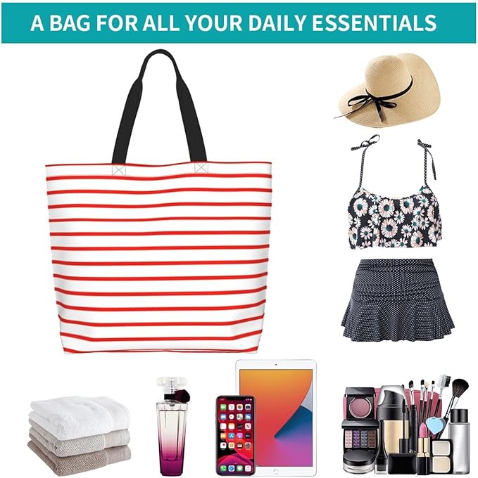 Tote Bag Shoulder Bags for Women Grocery Shopping Bag Reusable Bags Boho-Red Paisley 1