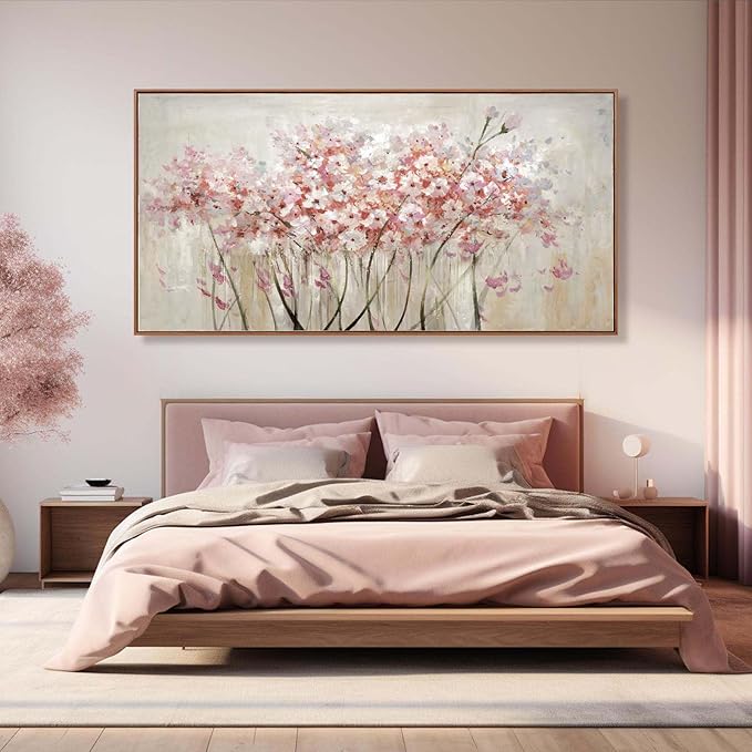 Pink Wall Art Floral Wall Decor Nature Large Pictures Flowers Arts Framed Canvas Artwork for Office Hotel 36"x70"