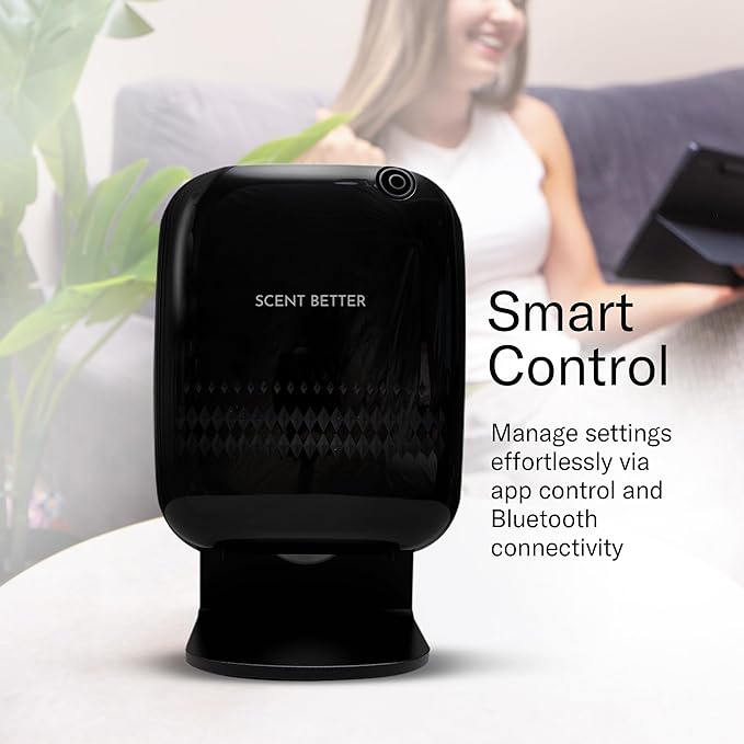 Scent Better Pro - Smart Bluetooth Essential Oil Diffuser for Home, Hotel, Spa, Office, Waterless - Includes Free Linen Breeze - Black