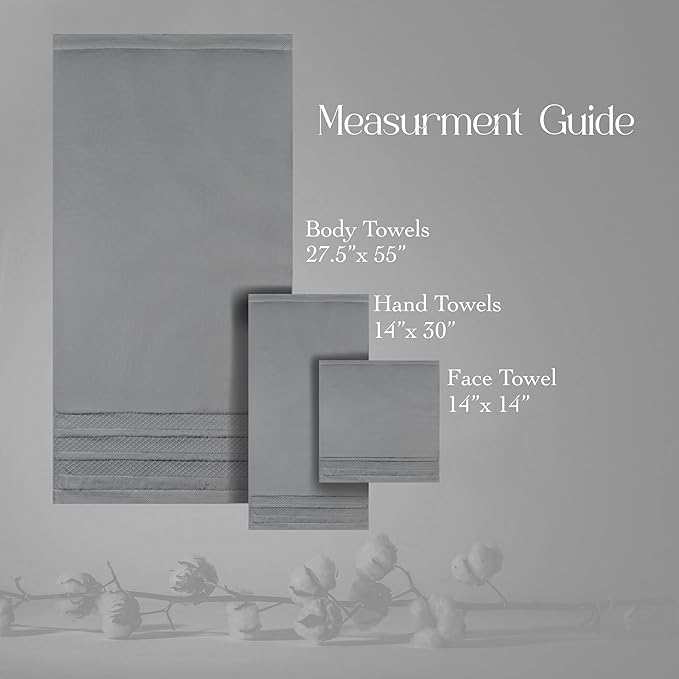 Premium Towel Set: Super absorbent, quick-drying, soft, plush. Features hanging loop, fade-resistant, eco & skin-friendly dyes. Luxury dobby design for bath or spa. (Gray, Bath Towel Set of 4)