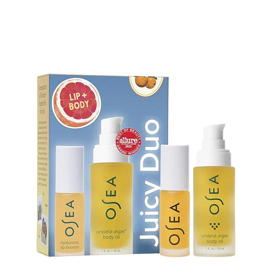 OSEA Juicy Duo Gift Set - Hyaluronic Lip Oil Booster & Undaria Algae™ Body Oil - Travel Size - Stocking Stuffer - Gift for Her