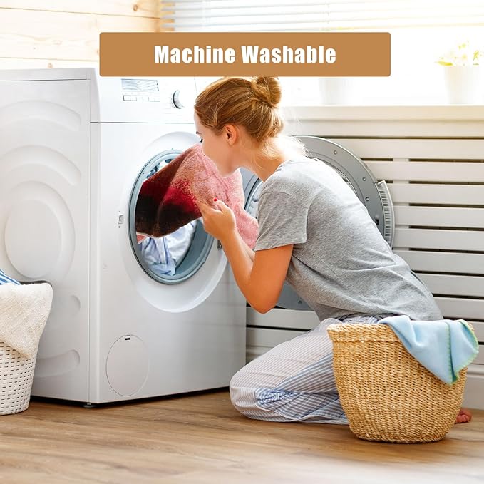 SEMAXE 18-Pack Bath Towel Set Include 6 Bath Towels, 6 Hand Towels, 6 Wash Cloths, 100% Cotton Bathroom Towels with Hanging Loops and Nano-Bio Lifecycle Labels, Colorful Towel - Sunset Collection