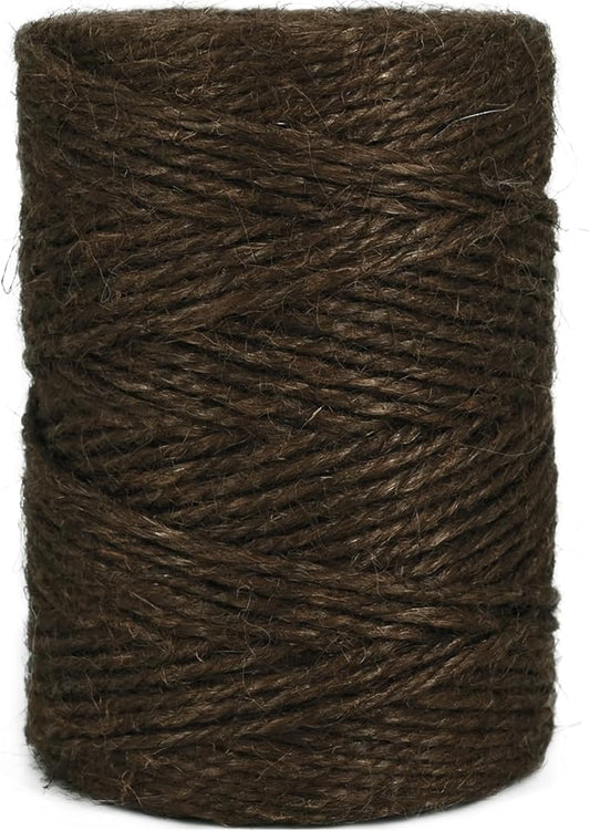 Natural Jute Twine, 2.5mm Thick, 328 Feet, Dark Brown, Heavy Duty Twine for Gardening and Crafts