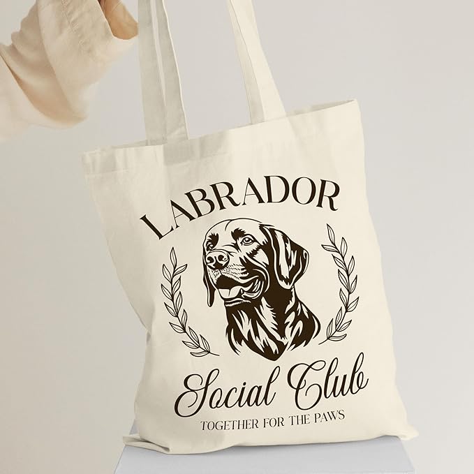 Dog Social Club Canvas Tote Bag, Travel & Daily Use, 16x14 Inch