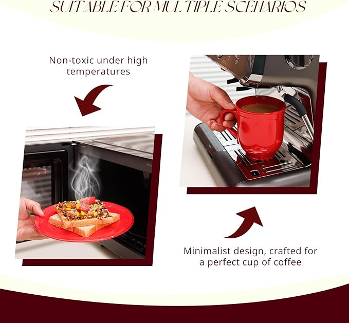 Pearl Dots Stoneware Dinnerware Set (42pc Set, Red)