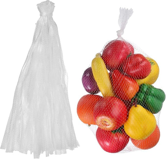 uxcell 100PCS Reusable Mesh Produce Bags, 23.6 Inches Egg Hatching Bags Washable Breathable Fruit Net Stretchable Mesh Netting Storage for Seafood Vegetable Onion Grocery Shopping, White