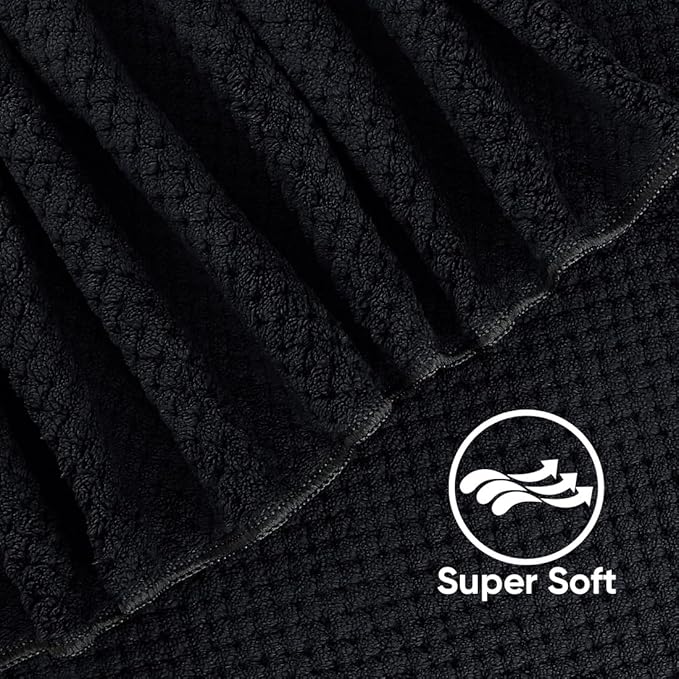 HOMEXCEL 8 Piece Bath Towel Set, Microfiber Bathroom Towel - 2 Bath Towels, 2 Hand Towels, and 4 Wash Cloths, Super Soft, Highly Absorbent Towels for Bathroom, Gym, Hotel, and Spa (Black)