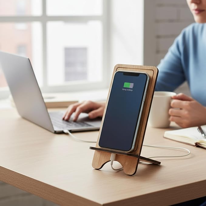 Design Your Own Phone Stand Personalized Wooden Holder Custom Pet Name Engraved Handmade Desk and Home Accessory Gift (Resting My Barks Pitbull)