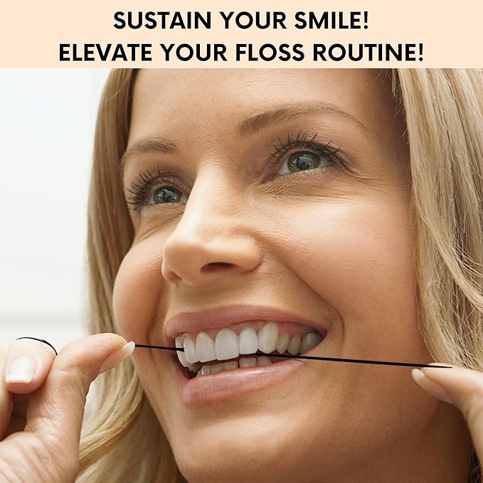 ECO ROOTS Organic Bamboo Floss Refill x4 Rolls, Eco Friendly Dental Charcoal Floss | Reusable & Vegan Bamboo Tooth Flossers | Zero Waste, Plastic Free, Biodegradable