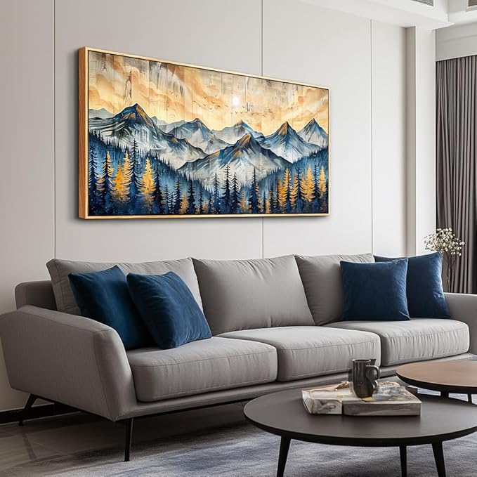 QIYILEXWART Large Wall Decor For Living Room Canvas Wall Art For Office Modern Wall Decorations For Bedroom Mountain Landscape Painting Farmhouse Pictures Artwork Room Home Decor 24x48 In