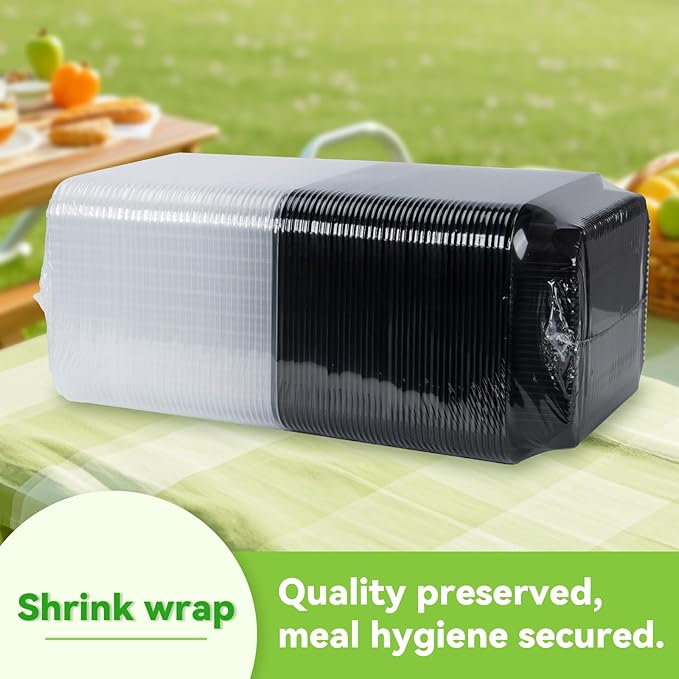 Meal Prep Containers Reusable 40 Pack 47oz - Shrink Wrap Leakproof | BPA Free Freezer & Microwave Safe Meal Prep | Portion Control Leftovers Food Container with Lid | Catering Takeout Boxes