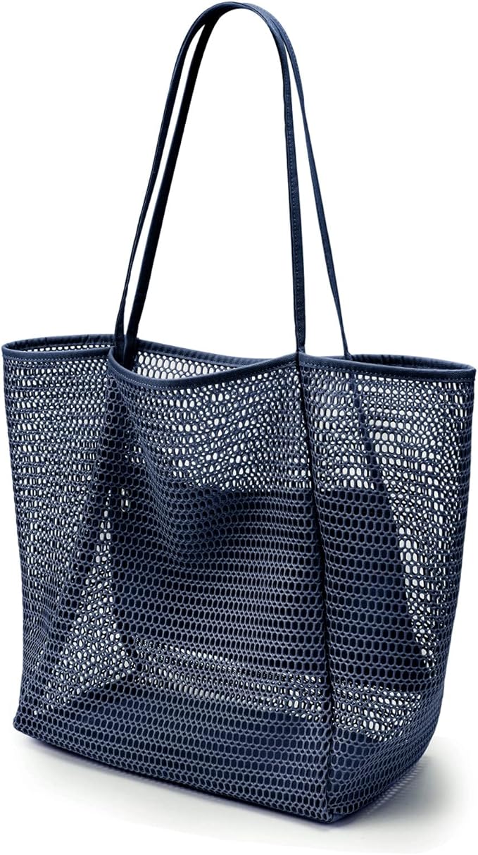 KALIDI BeachNylon Mesh Tote Bag, Casual Tote Bag Hobo Women Foldable MAX 23L Shoulder Bag For Beach Picnic Vacation