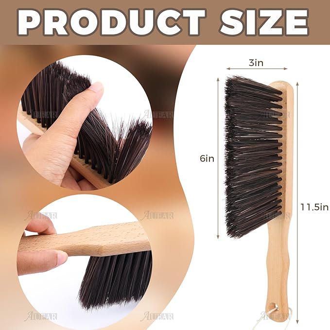 AUEAR, Wood Dusting Brush Cleaning Duster 11.4 Inches Fiber Bench Brushes for Home Kitchen Bedroom