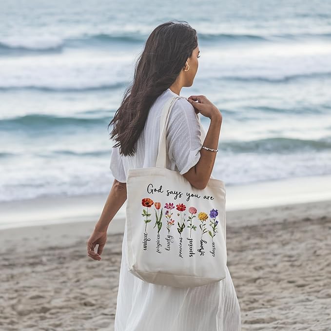 Aesthetic Canvas Bible Tote Bag for Women, Bible Tote Bag for Shopping Grocery Beach