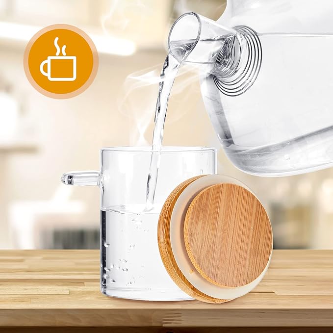 Tessco for you 6 Pack Sugar Jar Glass Container with Spoon Clear Glass Jars with Bamboo Lid and Spoon Scoop for Women Christmas Kitchen Gift Coffee Beans, Spice, Sugar, Nuts, Candy, Salts (6 oz)