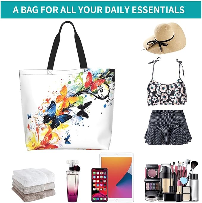 Tote Bag Shoulder Bags for Women Grocery Shopping Bag Reusable Bags Boho-Red Paisley 1