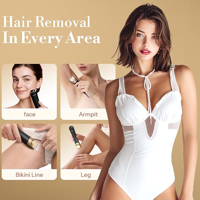 Bikini Trimmer for Women, 2 in 1 Electric Shaver for Women, Bikini Razor Waterproof IPX7 with LED, Pubic Hair Trimmer for Leg Arm Underarm Bikini Area, Christmas Gift Box for Friends - Black Gold