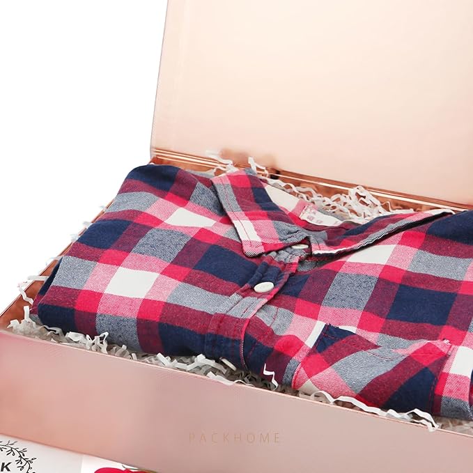 PACKHOME 6 Large Gift Boxes 13.5x10x3.5 Inches, Sturdy Shirt Boxes with Magnetic Lids for Multiple Occasions (Glossy Rose Gold)