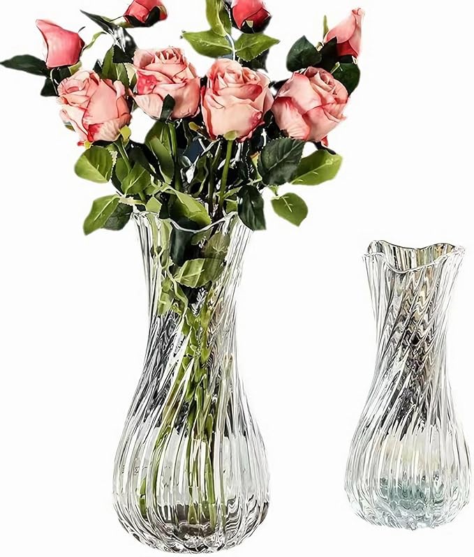 Creative Spiral Thickened Glass vase, Transparency up to 99%, Elegant Design, Durable, Suitable for Home Decoration, Wedding or Gifts, Desk Accessories, Small vases, Versatile and Stylish! (Large)