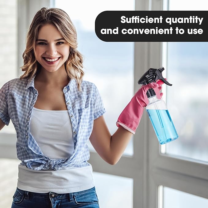 Eccliy 12 Pcs 16 Oz Plastic Spray Bottle, Adjustable Empty Reusable Sprayer for Cleaning, Planting, Water, Bathroom and Kitchen, BBQ, Commercial and Residential(Pure Grey & Pure Black,Clear)