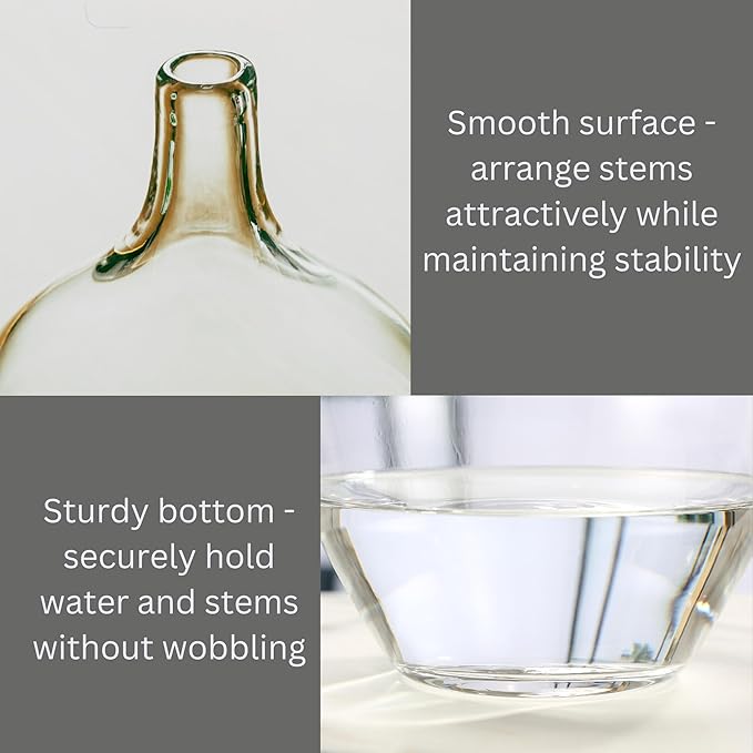 Ryddelighome Clear Glass Vase for Flowers - 12 Inch, Large Round Jar Jug Decor for Table, Glass Vases for Pampas Grass Flowers & Plants, Jarrones Grandes para Sala Elegantes