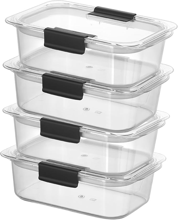 HEFA Food Storage Containers, Meal Prep Containers, Lunch Box with Airtight Lids, Kitchen Organizers and Storage for Leftovers (Crystal, 4 Pack)