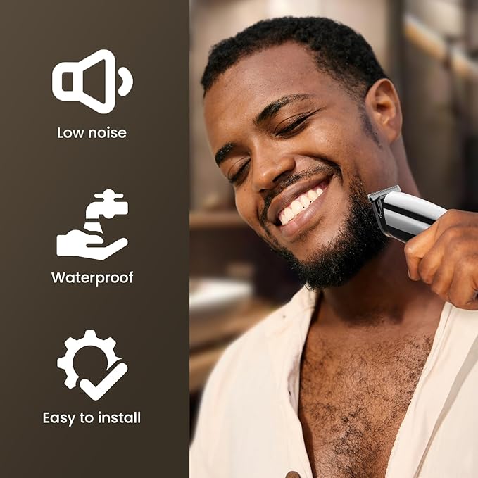SHPAVVER Beard Trimmer for Men: Professional Barber Hair Clippers - 12-in-1 Cordless Grooming Kit - Waterproof Electric Razor with Turbo Speed & Precision Blades, Silver