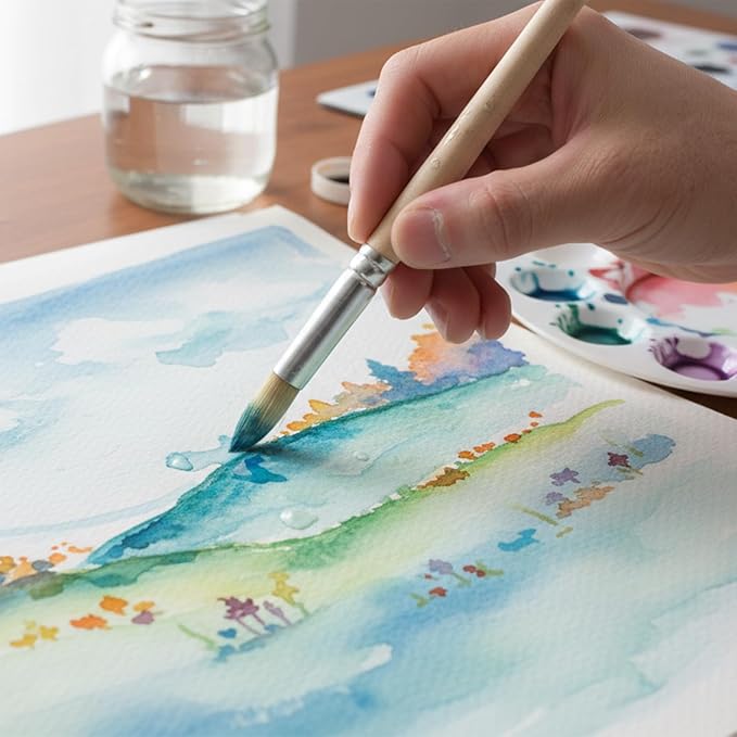 12 Pcs Wooden Stencil Brushes Set - 3 Sizes Natural Bristle Paint Brushes for Acrylic Paint, Round Pointed Template Brush for Acrylic Oil Watercolor Painting Stenciling, DIY Crafts and Art Projects