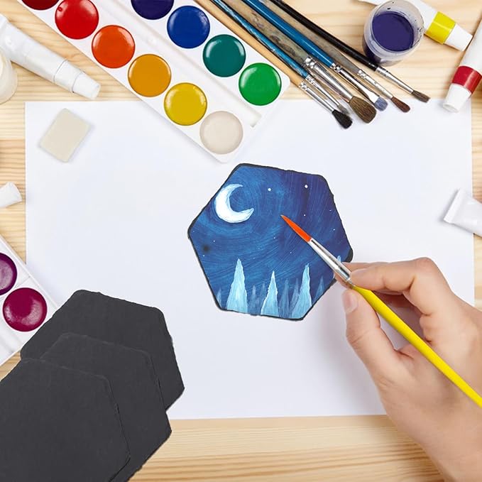 30 Pack 4 Inch Hexagon Slate Coasters,Black Slate Drinks Coasters with Anti-Scratch Bottom, Ideal for Home Decor, Bar, Housewarming Gifts, and Laser Engraving KUKLIPJIM