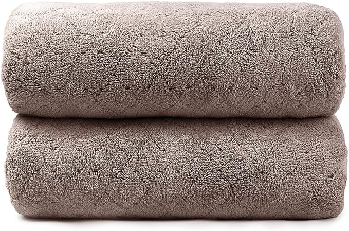 JML Microfiber Bath Towels, Oversized, Ultra Soft, Super Absorbent and Fast Drying, No Fading Large Bathroom Towel Set for Sport, Travel, Fitness (Coral Fleece - Chocolate, 30 in x 60 in)