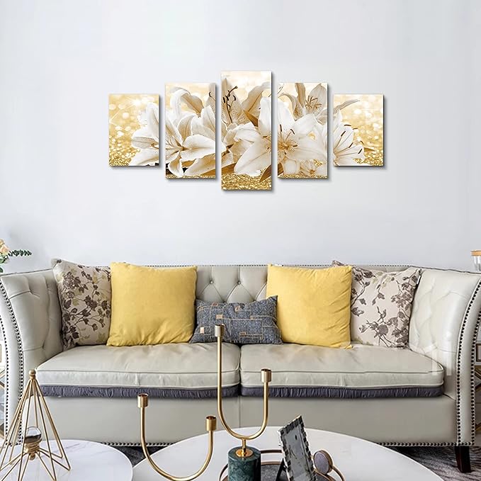 LUDUHU Arts Modern Flower Theme Wall Art - Abstract Orchid Canvas Wall Decor Flower Abstract Painting Still Life Canvas Wall Art for Home Decor (H,Oversize 60x30inch)