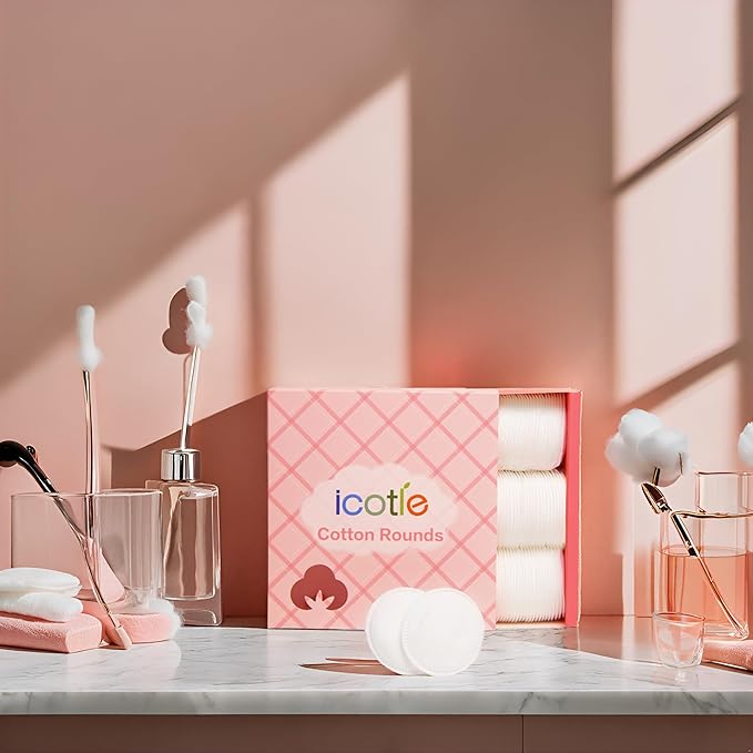 100% Pure Cotton Round Pads for Face (210), Lint-Free Makeup Remover Pads, Soft, Absorbent, Hypoallergenic, Multi-Layer Design for Cleansing, Skincare and Nail Polish Removal