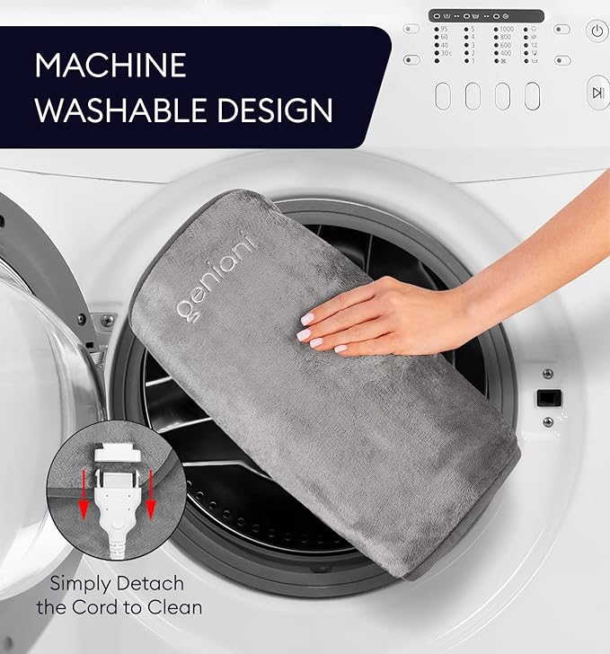 GENIANI Electric Throw - XL Heating Pad for Back and Cramps Relief, 15"x24" Electric Heat Pad with Auto Shut-Off, Adjustable Strap, Soft Fabric, Ideal for Lower Back & Stomach – Gift for Women & Men