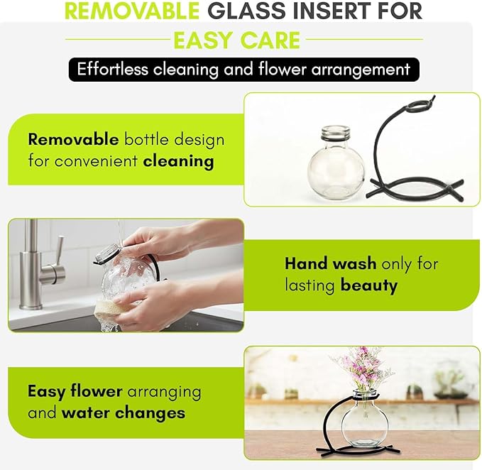 Couronne Company M501-200-00 Casablanca Recycled Glass Vase & Metal Stand, 4", Clear, 1 Piece