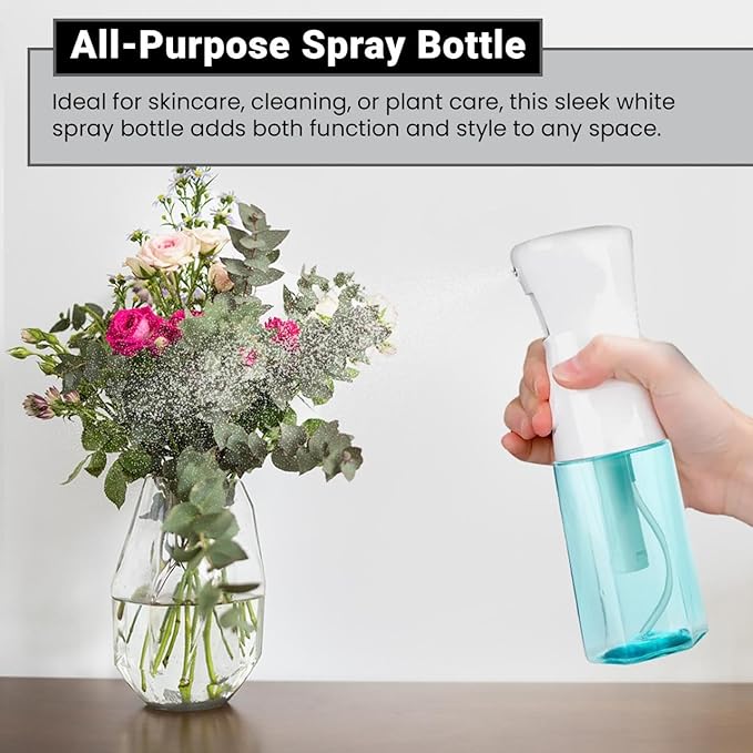 Continuous Mist Spray Bottle – Ultra Fine Mist for Hair Styling, Salon Use, and Versatile Applications – Ideal for Plants, Cleaning, and Travel – 5 oz Sky Blue Octagon Shape Empty Bottle