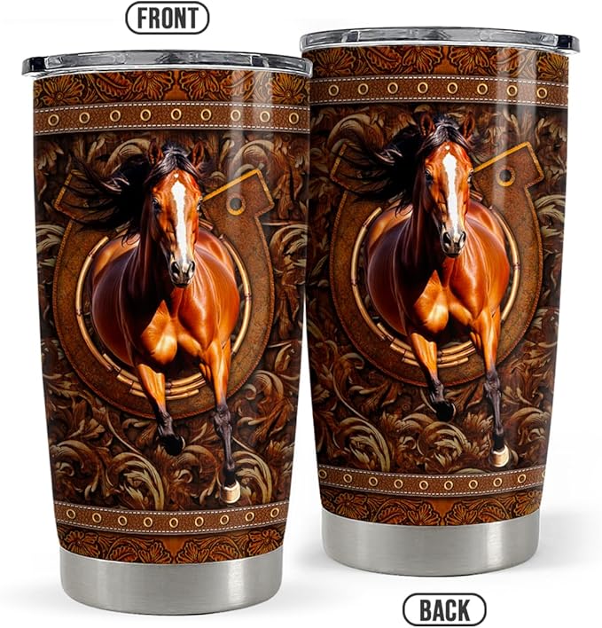 SANDJEST Horse Tumbler 20oz Stainless Steel Insulated Travel Mug Cup for Women Men Horse Gifts for Birthday Christmas Mothers Day Fathers Day